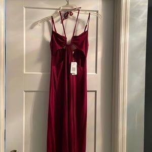 Burgundy light weight dress with cutouts